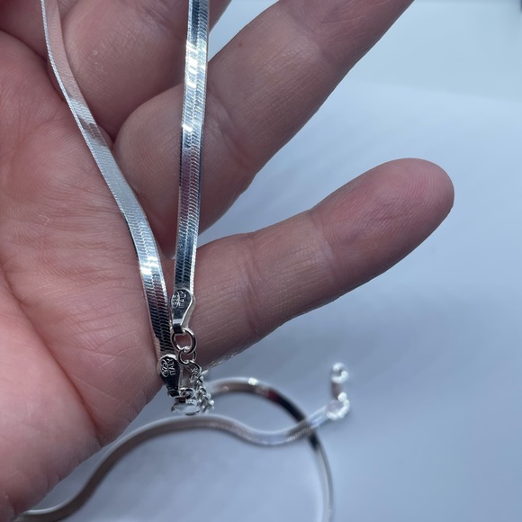 Sterling Silver Magic Herringbone Anklet - Picture 3 of 8